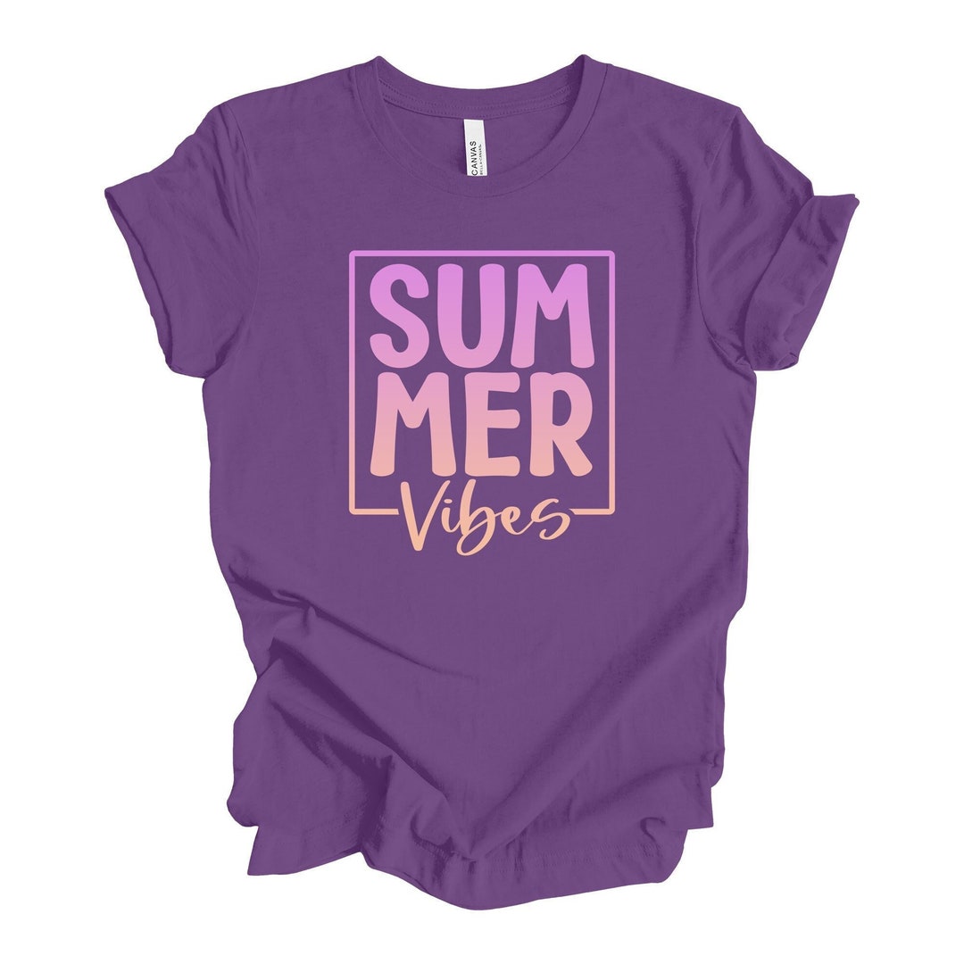 Summer Tee, Fun Summer Vibes in Sunset Colors, Summer Time Vacation Design on Premium Unisex ...