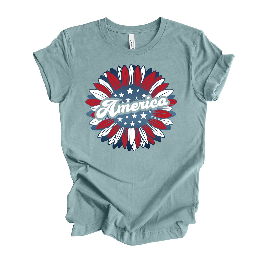 Patriotic Tee Patriotic Sunflower Retro America 70s - Etsy