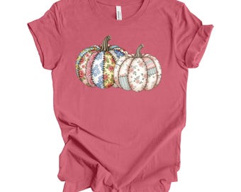 Fall Pumpkin Shirt: Coquette Pastel Floral Design - Bella + Canvas