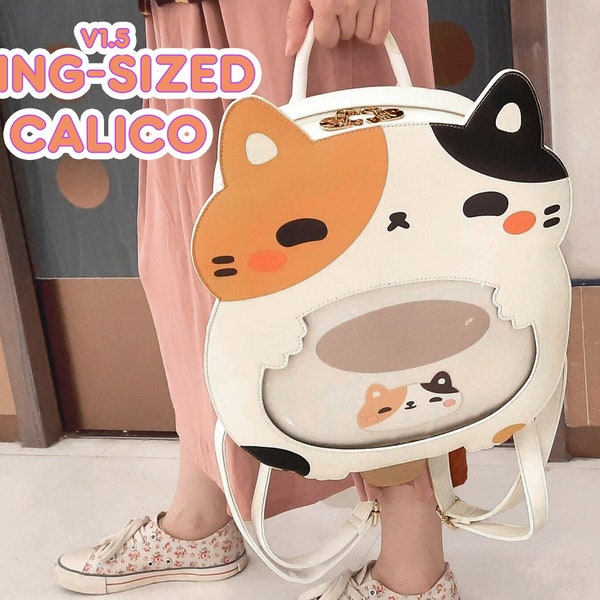 Extra Große Cat Ita Bag (v1.5): Designer Rucksack mit Sichtfenster