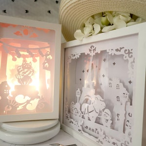 Neunschwänziger Fuchs DIY handgemachte Lightbox Vorlage (pdf+svg+jpg)｜Papierschnitt | Original | eigen design｜Human Cuttable | Himmel Reise