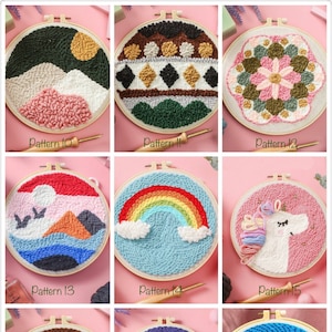 Girl in Hat Embroidery Punch Needle Kit Beginner, DIY Punch