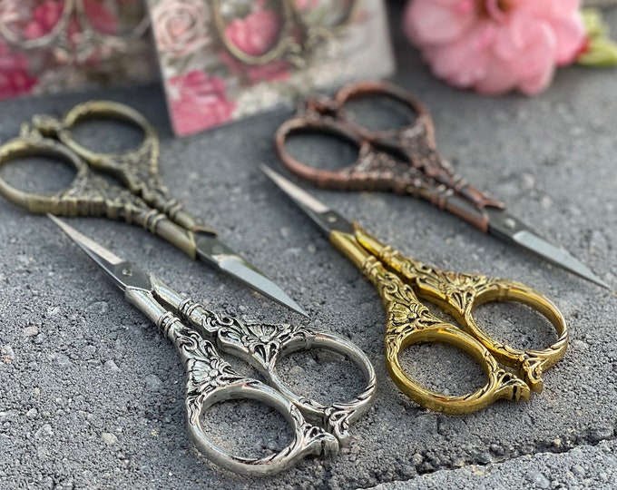 Floral Embroidery Scissors, Vintage Style Scissors, Vintage Antique Inspired Omate Floral Yam Scissors, Thread Scissor, Tailor’s Scissors