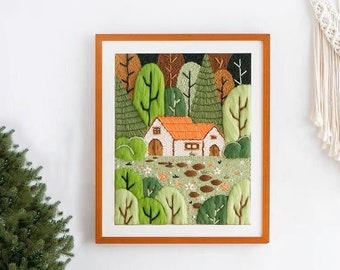 Forest Punch Needle Kit: Beginner Embroidery with Yarn & Adjustable Needle