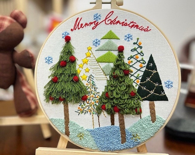 Christmas Embroidery Kit, Easy Embroidery Kit For Beginner, cross stitch, Christmas Embroidery kit,Needlepoint kits, Kits DIY embroidery set