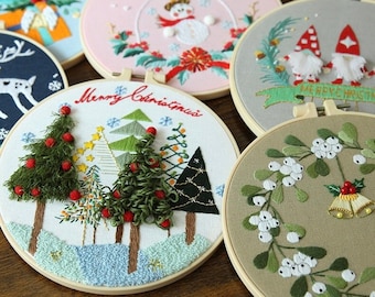 Christmas Embroidery Kit, Easy Embroidery Kit For Beginner, cross stitch, Christmas Embroidery kit,Needlepoint kits, Kits DIY embroidery set