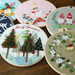 Christmas Embroidery Kit, Easy Embroidery Kit For Beginner, cross stitch, Christmas Embroidery kit,Needlepoint kits, Kits DIY embroidery set