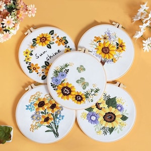 Hand Embroidery Kit, Floral Embroidery for Beginners, Wreath