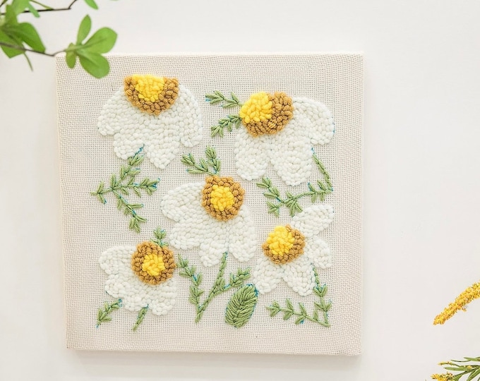 Punch Needles Start Kit/ Beginner Punch Needle Kit with Adjustable Punch Needle/ Punch Needle Kit with Yarn / Daisy / Spring