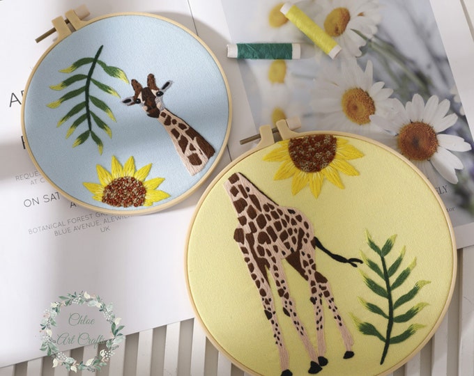 Embroidery Kit For Beginner | Modern Crewel Embroidery Kit with Pattern | Floral  Embroidery Full Kit with Needlepoint Hoop| DIY Craft Kit