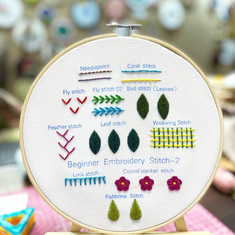 Embroidery Kit For Beginner, Modern Crewel Embroidery Kit with Pattern, Basic Embroidery Stitches Kit / Needlepoint Kit