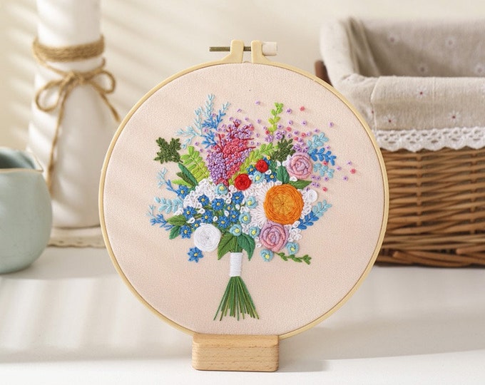 DIY Embroidery Kit beginner, Beginner Embroidery kit, Modern embroidery kit cross stitch, Hand Embroidery Kit, Needlepoint , DIY Craft Kit