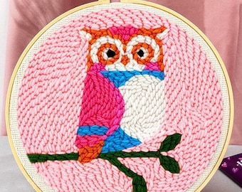 Beginner Owl Punch Needle Kit: with Yarn & Adjustable Needle