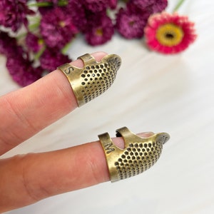 Sewing Thimble Finger Protector Embroidery Needlework Metal Brass Sewing Thimble Sewing Tools Accessories Retro Handwork Sewing Thimble image 1