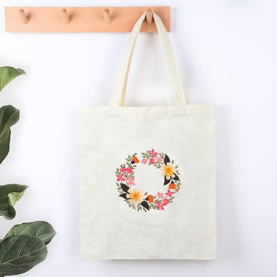 Floral Tote Bag DIY Embroidery Kit (various designs)