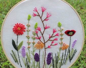 Embroidery Kit For Beginner| Modern Embroidery Kit with Pattern| Embroidery Hoop Plants |Craft Materials Included | Full DIY KIT Flowers