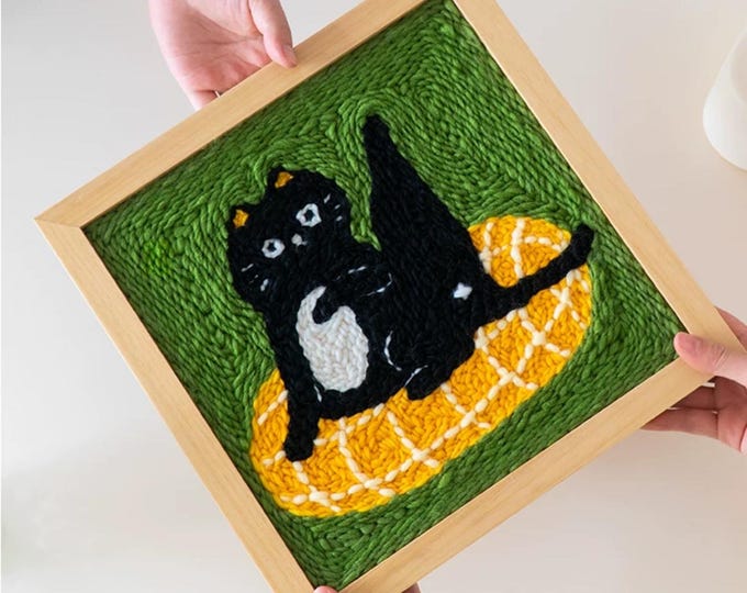 Forest Punch Needle Kit: Beginner Embroidery with Yarn & Adjustable Needle