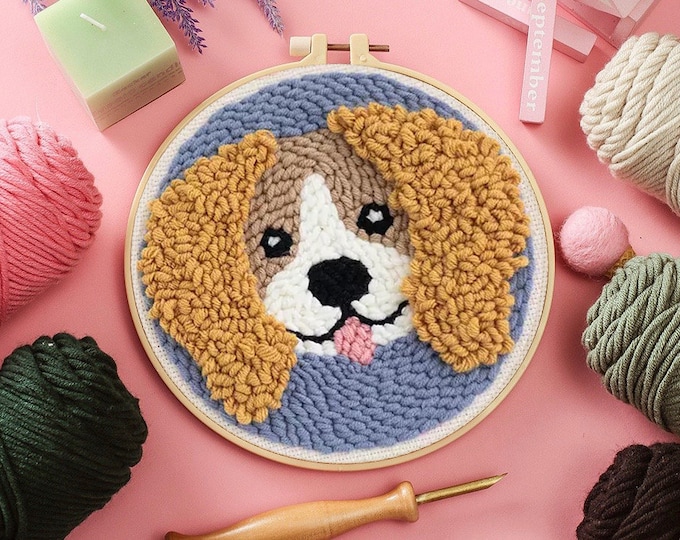 Puppy Punch Needles Start Kit / Beginner Punch Needle Kit with Punch Needle / Punch Needle Kit with Yarn / All Materials Included