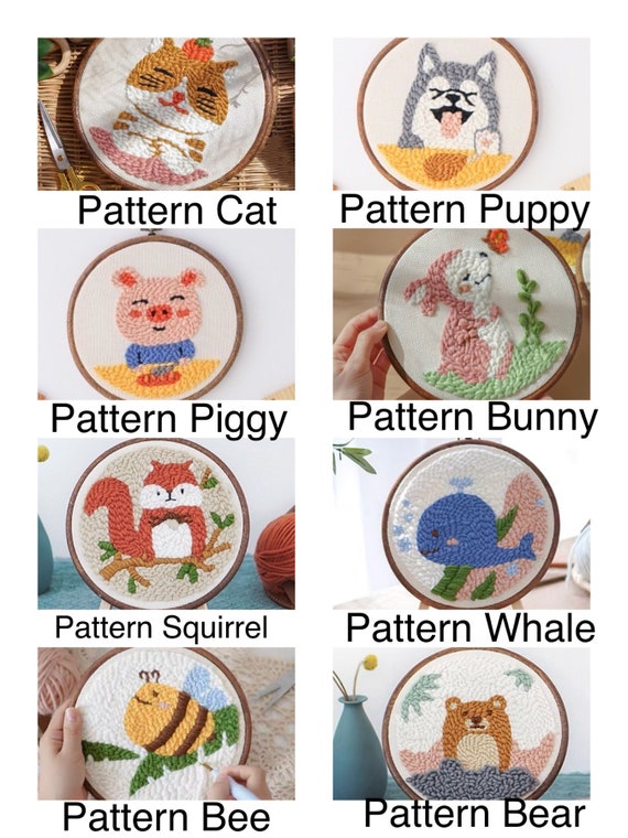 JSRQT Punch Needle Set Ostern Stanznadel Stickerei Starter Kit Hase Ostereier Kit Punch Needle Debutant Embroidery Starter Kit Für Anfänger Erwachsene Kit Broderie Debutant DIY Stanznadel Stickrahmen