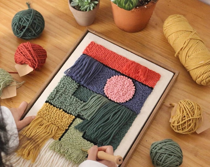 Punch Needles Start Kit/ Beginner Punch Needle Kit with Adjustable Punch Needle/Punch Needle Kit with Yarn/All Materials Included