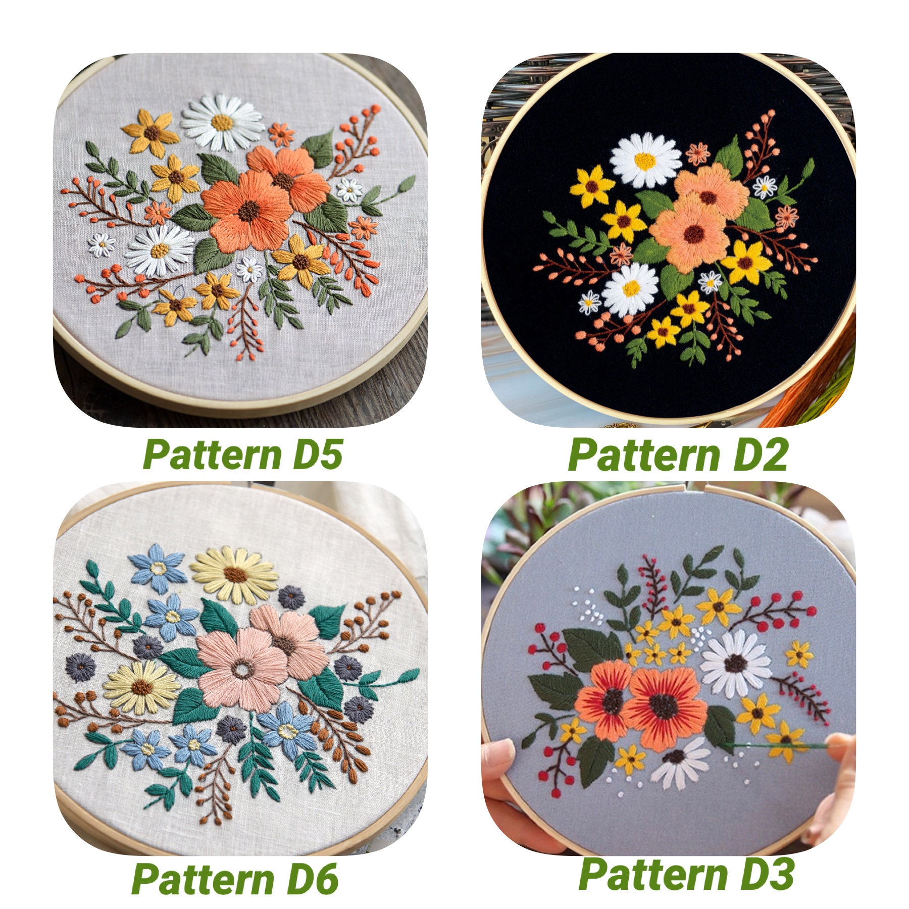Flowers Embroidery Full Kit with Needlepoint Hoop cross stitch DIY Craft Kit Beginner Embroidery Kit Embroidery Kit For Beginner floral