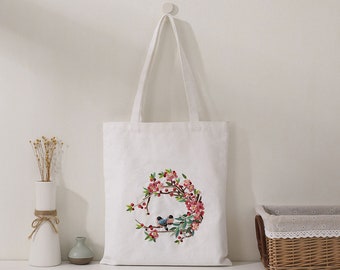 Embroidery Kit Canvas Bag|Modern Flower Pattern Hand Embroidery Kit|Beginner Canvas Tote Bag|Go Green Eco-Friendly DIY Embroidered Tote bag