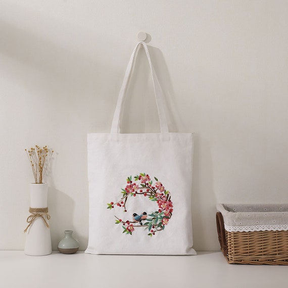 Embroidery Tote Bag, DIY Embroidery Bag, Embroidery Kit