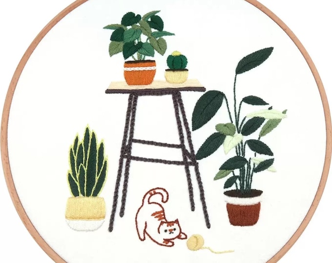 Embroidery Kit For Beginner | Modern Crewel Embroidery Kit with Pattern | Floral  Embroidery Full Kit with Needlepoint Hoop| DIY Craft Kit