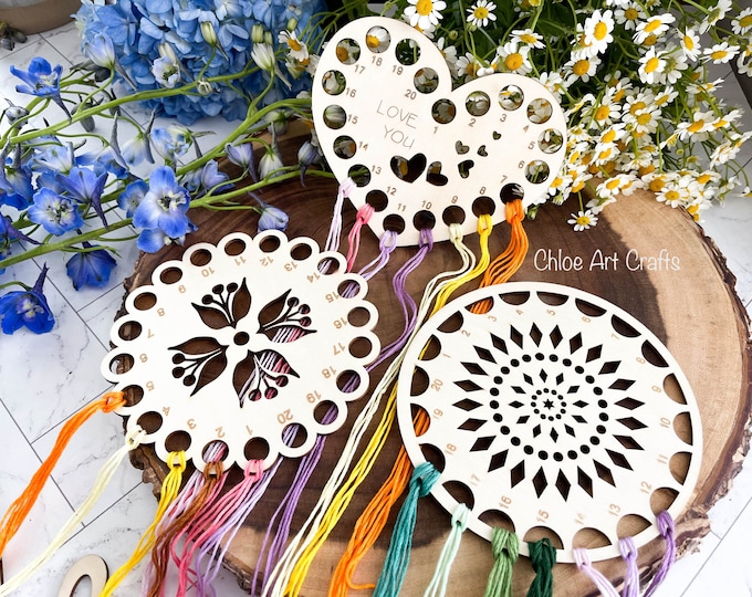 Wooden Thread Holder Spool | Embroidery Floss Organizer| Embroidery Thread Holder |  Floss Bobbins with Organizer Storage | Yarn Holder