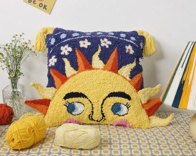 Punch Needles Start Kit / Beginner Punch Needle Pillowcase Kit / Punch Needle Kit with Yarn / All Materials Included / DIY Craft Kits