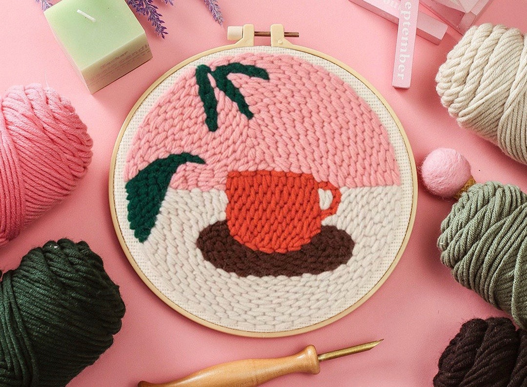 Coffee Punch Needles Start Kit / Beginner Punch Needle Kit With Punch