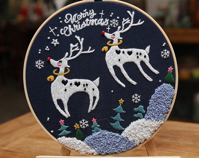 Christmas Embroidery Kit, Easy Embroidery Kit For Beginner, cross stitch, Christmas Embroidery kit,Needlepoint kits, Kits DIY embroidery set