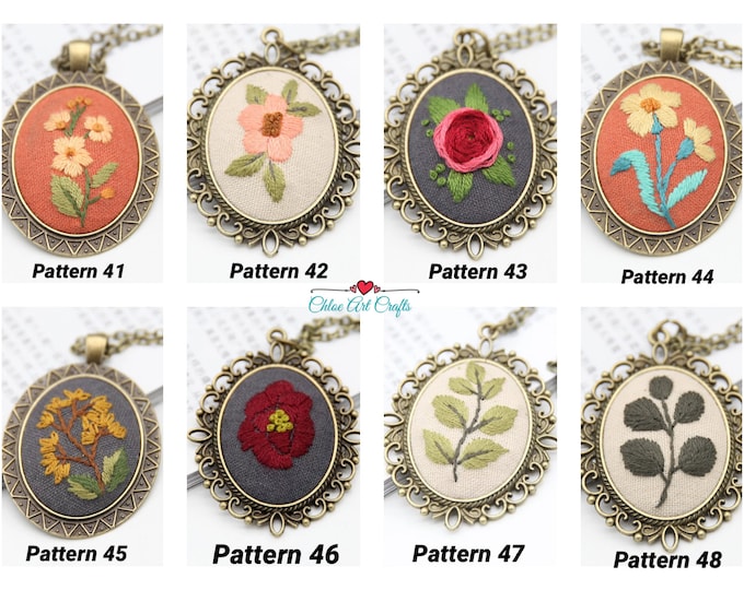 Beginner Embroidery Kit necklace | Embroidered jewelry decor|Embroidered pendant|Handmade embroidery necklace|embroidery chain|gifts for her