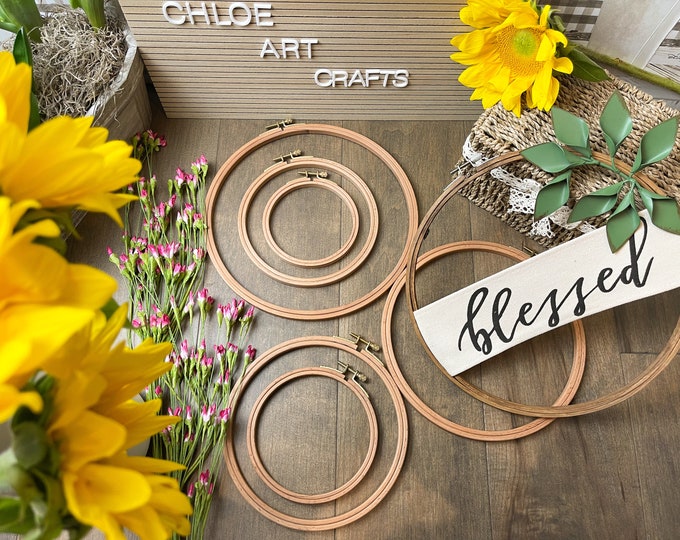 Beechwood Embroidery Hoops | Wood Embroidery Hoop with Brass Screw,Cross Stitch Hoop Ring  | Wood Display Frame |Circle for Art Craft Sewing