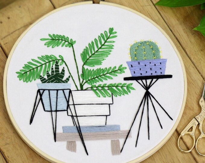 Embroidery Kit For Beginner| Modern Embroidery Kit with Pattern| Embroidery Hoop Plants |Craft Materials Included | Full DIY KIT 106