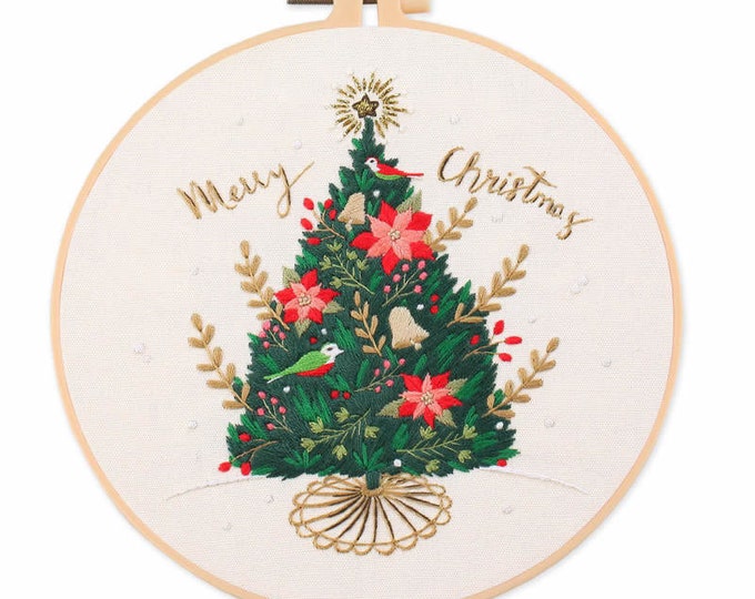 Embroidery Kit For Beginner | Modern Crewel Embroidery Kit with Pattern | Floral  Embroidery Full Kit with Needlepoint Hoop| DIY Craft Kit