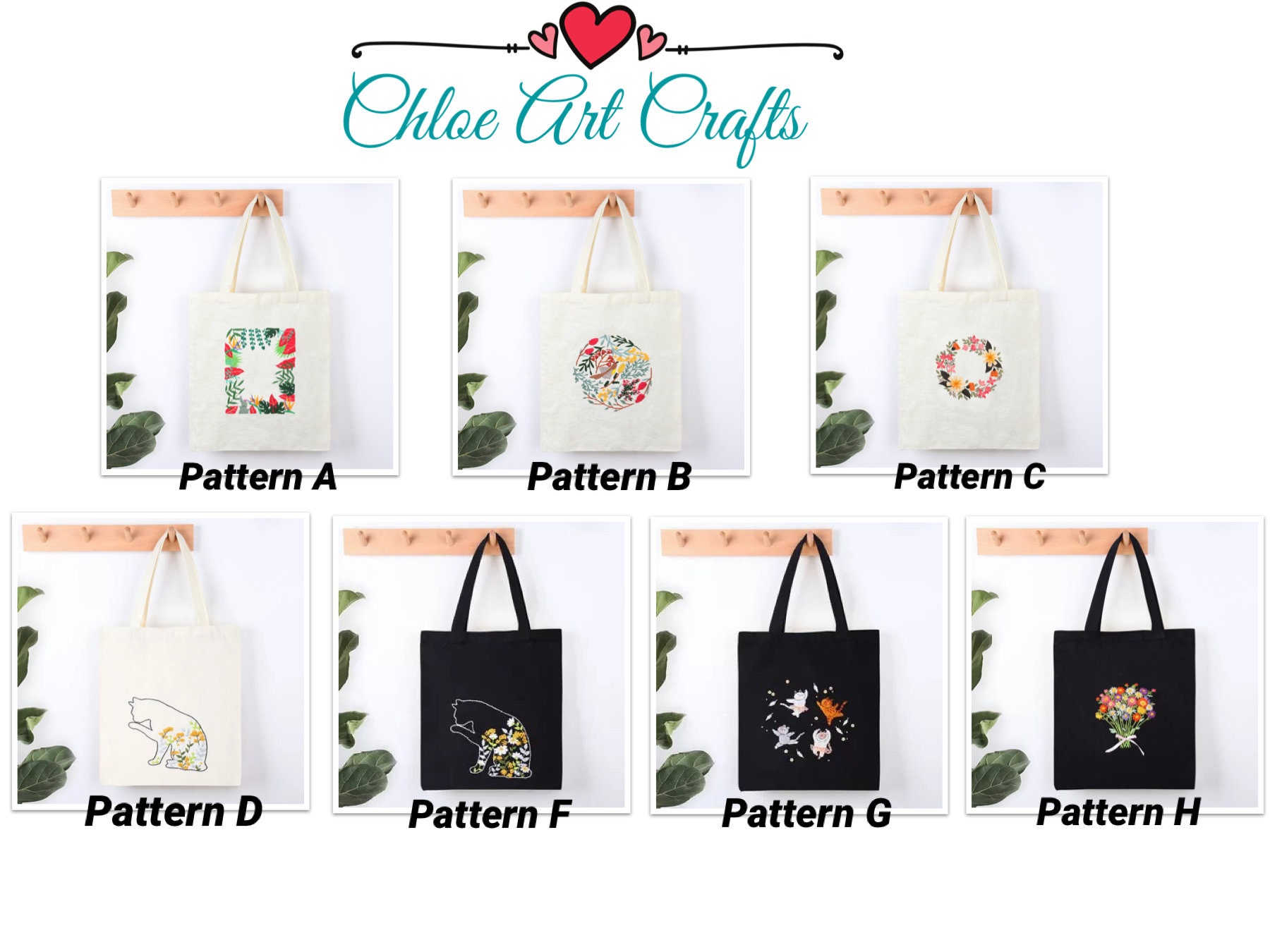 Embroidery Kit Canvas Bag,modern Flower Pattern Hand Embroidery