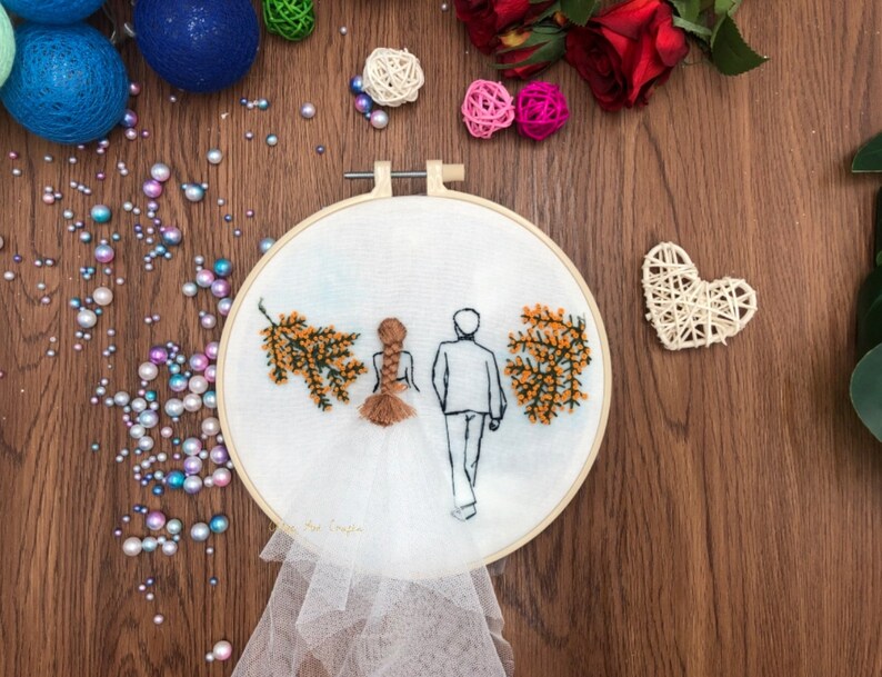 Wedding Embroidery Kit for Beginner Modern Flower Crewel Etsy