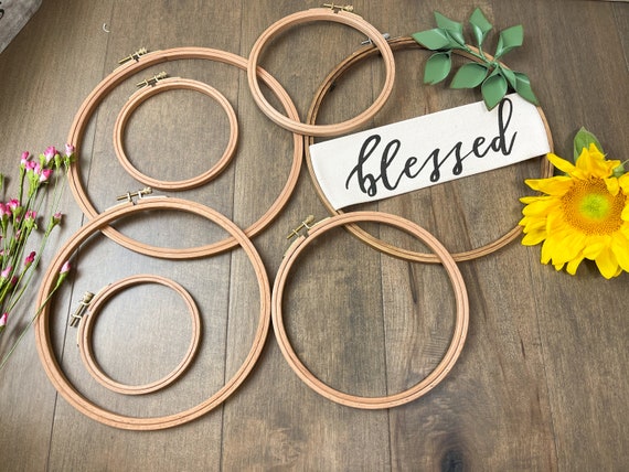 3 Cerchi Da Ricamo In Legno 30cm - Per Cucito, Punto Croce, Artigianato, Con Viti In Acciaio - Foto 5