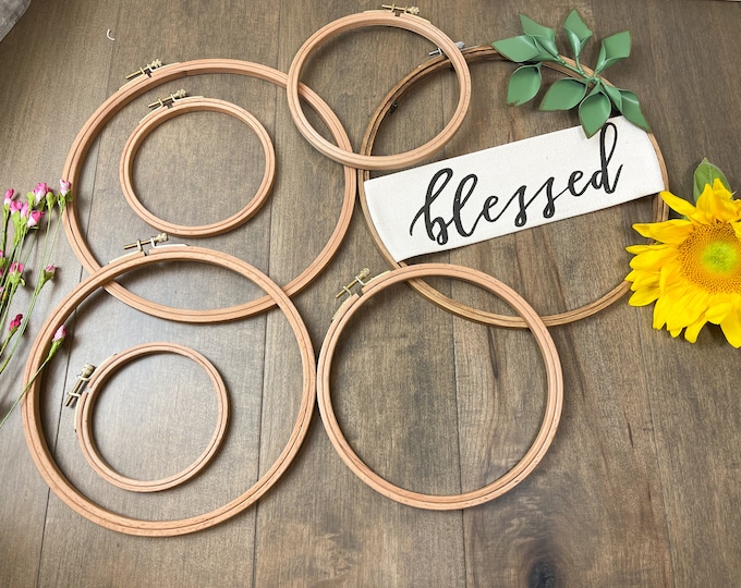 Beechwood Embroidery Hoops Set|  Wood Embroidery Hoop with Brass Screw | Cross Stitch Hoop Ring | Wood Display Frame | Circle for Art Craft