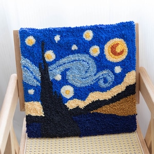 Punch Needles Start Kit/ Beginner Punch Needle Kit / Punch Needle Kit with Yarn/All Materials Included / Starry Night/ Van Gogh | Pillowcase