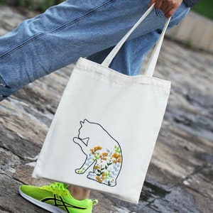Embroidery Kit Canvas Bag|Modern Flower Pattern Hand Embroidery Kit|Beginner Canvas Tote Bag|Go Green Eco-Friendly DIY Embroidered Tote bag
