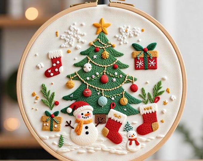 Christmas Embroidery Kit: DIY Needlepoint for Beginners