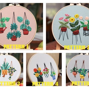 Embroidery Kit For Beginner Modern Crewel Embroidery Kit with Pattern Floral Embroidery Full Kit with Needlepoint Hoop DIY Craft Kit image 9