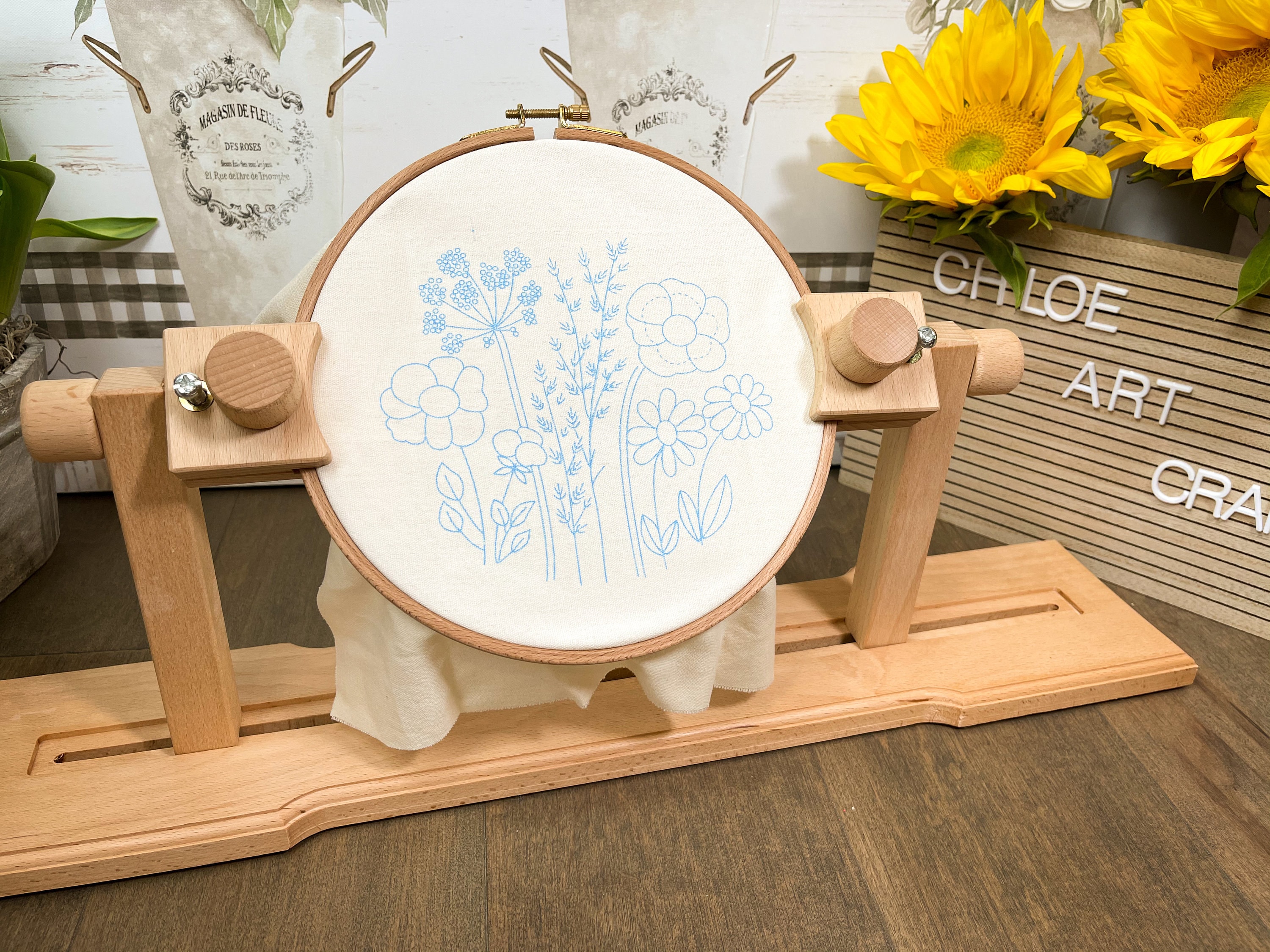 Embroidery Hoop Stand Cross Stitch Stand Adjustable Holder Height Frame 