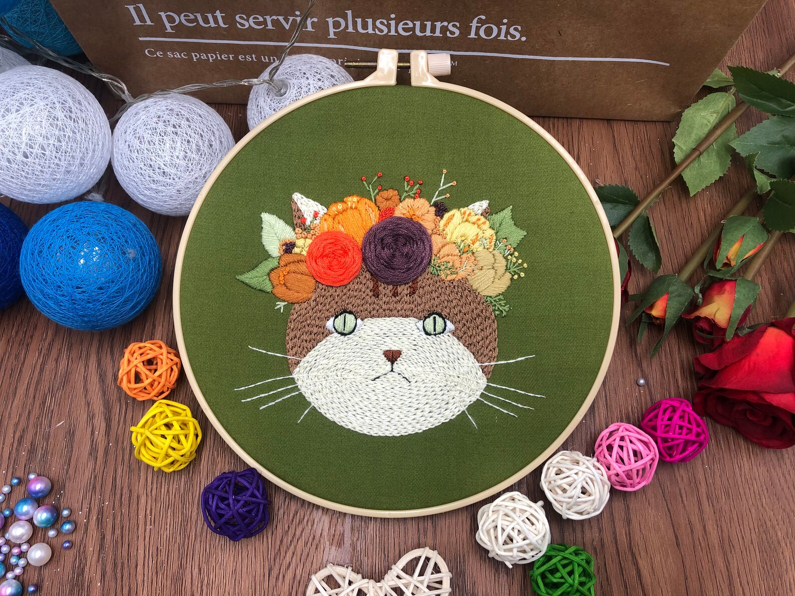 Cat Embroidery Kit for Beginner Modern Embroidery Kit With Etsy