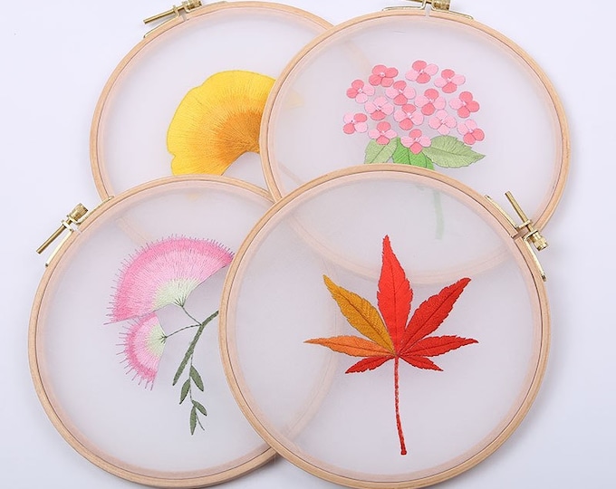 Embroidery Kit For Beginner| Modern Embroidery Kit with Pattern| Flowers Embroidery Full Kit with Hoop|DIY Craft Kit/Transparency Embroidery
