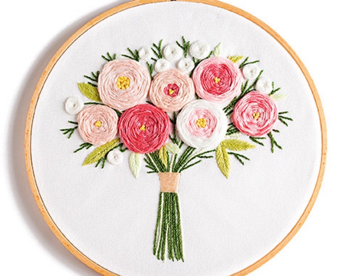 Embroidery Kit Beginner, Modern flower Embroidery Kit| Needlepoint Kit| Cross Stitch Kit| DIY Craft Kit| Hand Embroidery| Crewel embroidery