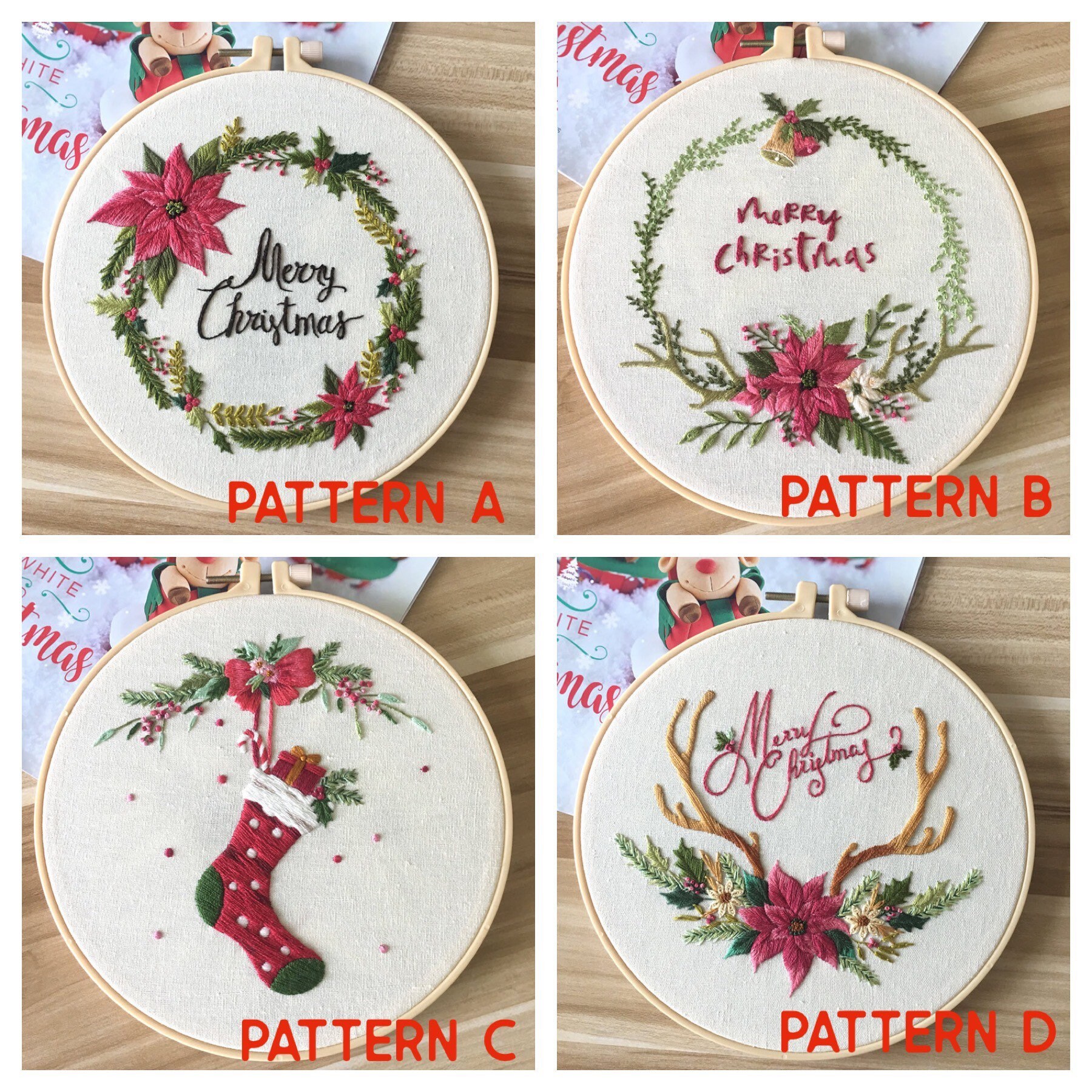 Christmas Embroidery Full Kit for Beginners DIY Craft Kit Adult