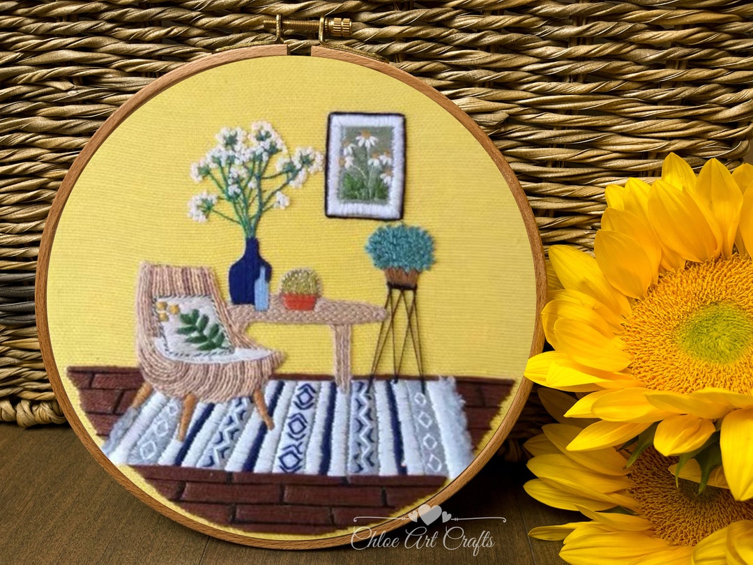 Embroidery Kit for Beginner Modern Flower Embroidery Kit With Pattern